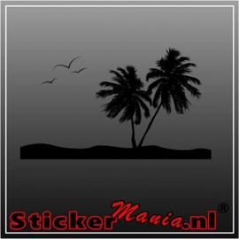 Muursticker eiland met palmbomen 4