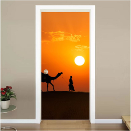 Zonsondergang woestijn deur sticker