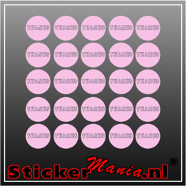 Thanks Stickerset roze (25 Stuks)