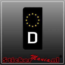 Zwarte (D) Duitse kentekenplaat sticker set