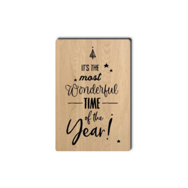 Houten kerstkaart 'Wonderful time'