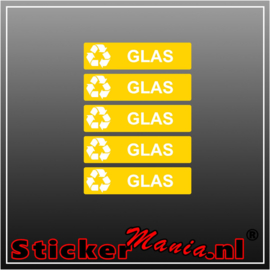 Glas rechthoekig - set van 5 full colour stickers