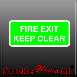 Fire exit keep clear groen full colour sticker