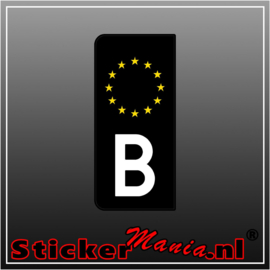 Zwarte (B) Belgische kentekenplaat sticker set