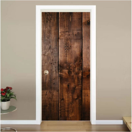 houten planken 2 donkerbruin deur sticker