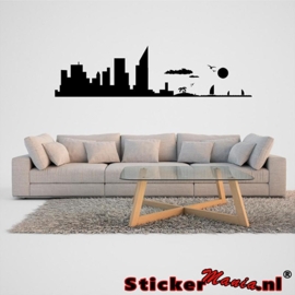 Skyline stad/strand muursticker