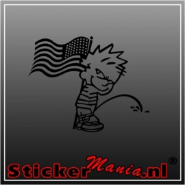 Calvin american flag sticker