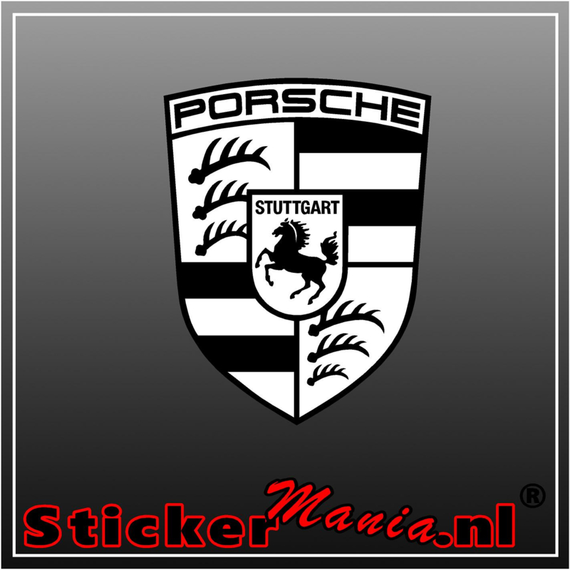 Porsche Logo Zwart Wit Full Colour Sticker Porsche Stickermania Nl