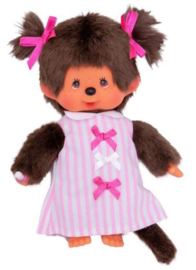 Monchhichi roze jurk strikjes