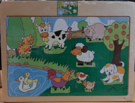 Puzzel hout 24 stuks dieren