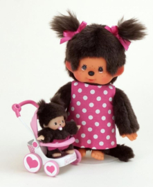 Monchhichi moeder met wandelwagen