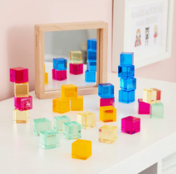 Edelsteen kubus spiegeltray-25 stuks