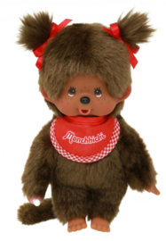 Monchhichi meisje bruin rode slab