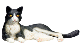 MOJO liggende kat zwart/wit