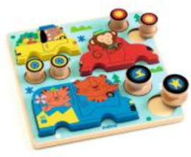 7. Inlegpuzzel voertuigen + zachte constructieblokken