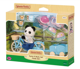 Panda meisje met fiets en fietskar 5652