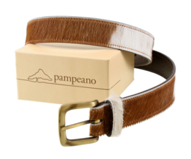 Polo belt brown & white cowhide on brown leather
