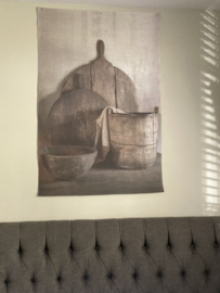Linnen wandkleed hout