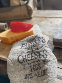 Shabby linnen lap Farmers Cheeses /Eggs