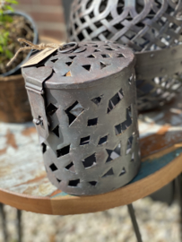 Stoere ijzeren pot windlicht