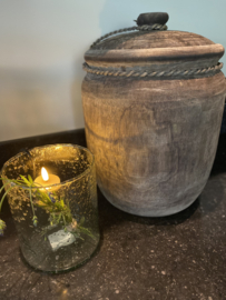 Houten pot met deksel