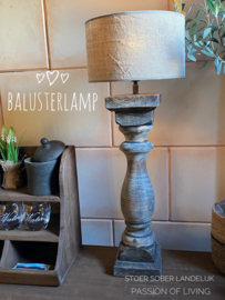 Balusterlamp / Shabby linnen kap