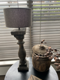 Baluster tafellamp bruine kap