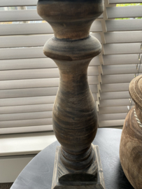 Baluster tafellamp bruine kap