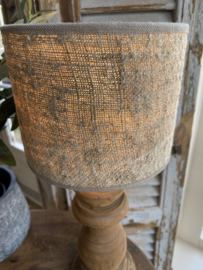 Baluster lampje met shabby linnen kapje