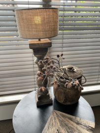 Balusterlamp / Shabby linnen kap