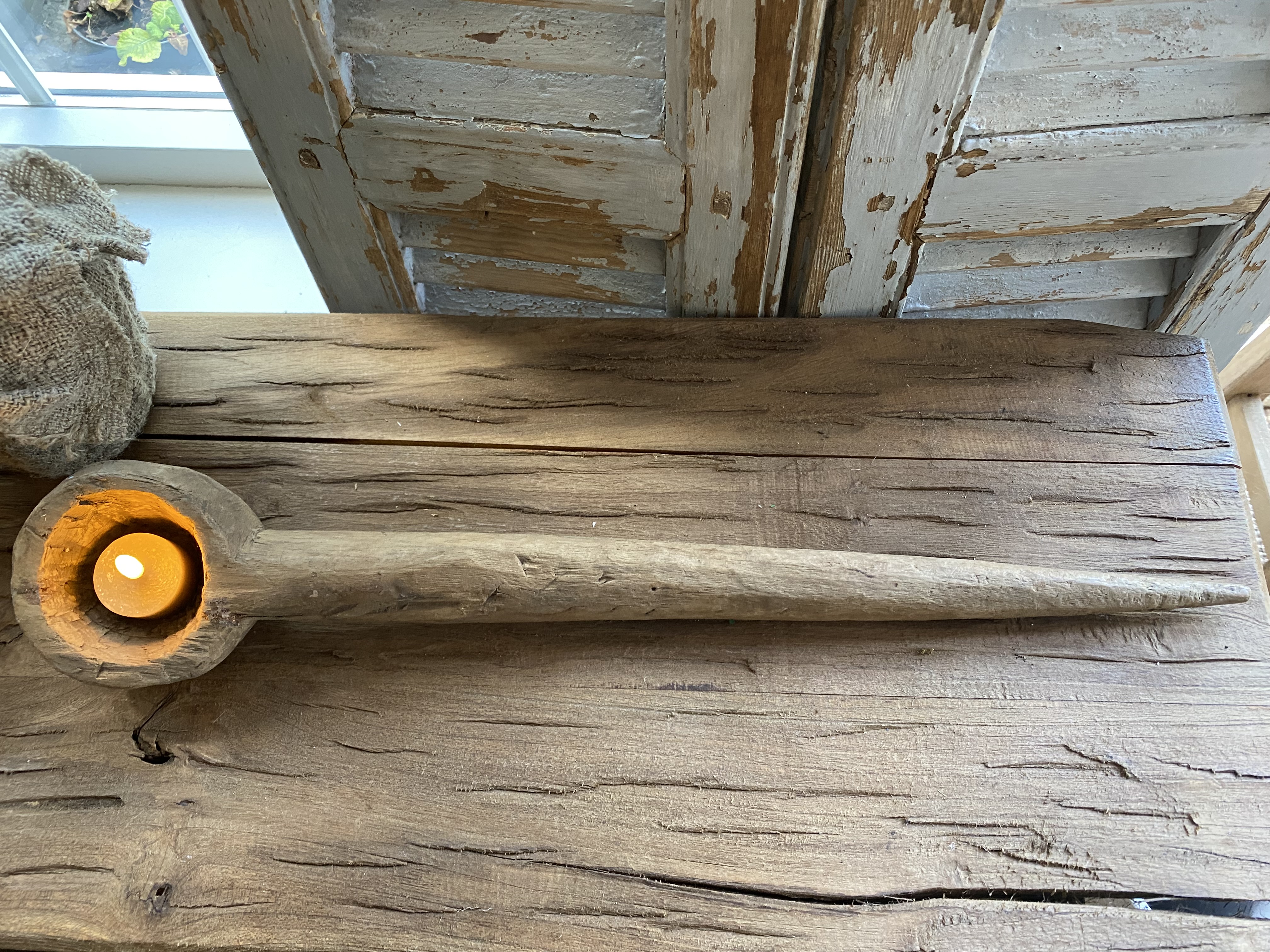 Stoere houten water lepel L