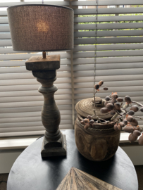Baluster tafellamp bruine kap