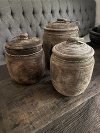 Houten pot met deksel