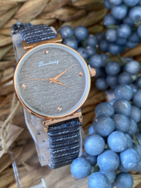 Dames horloge Grey/Bleu Glitter