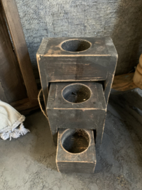 Houten Trio waxine kandelaar