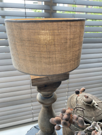 Balusterlamp / Shabby linnen kap