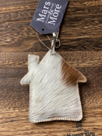 Stoere sleutelhanger huis bruin