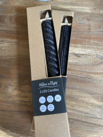 Lange zwarte ledkaars Ribbel