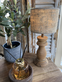 Baluster lampje met shabby linnen kapje