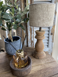 Baluster lampje met shabby linnen kapje