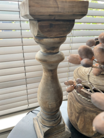 Balusterlamp / Shabby linnen kap