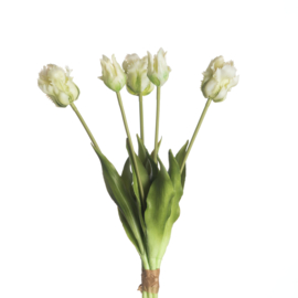 Real Touch Tulp Parrot wit 5 40cm