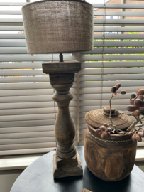Balusterlamp / Shabby linnen kap