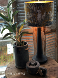 Tafellamp zwart hout met papegaaien lampenkap