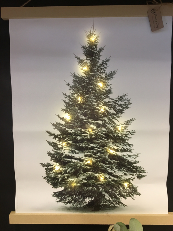 Canvas Kerstboom met led lampjes