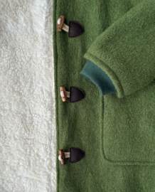 Women's Wool Winter Coat Mossgreen with knitted cuffs