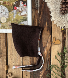 100% Wool Pixie Hat Dark Brown Forest