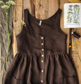 Maxi Dress Linen Chocolate Brown