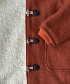 Women's Wool Winter Coat Terracotta with knitted cuffs