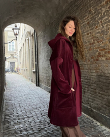 Women's Corduroy Spring / Autumn Coat Wine Red